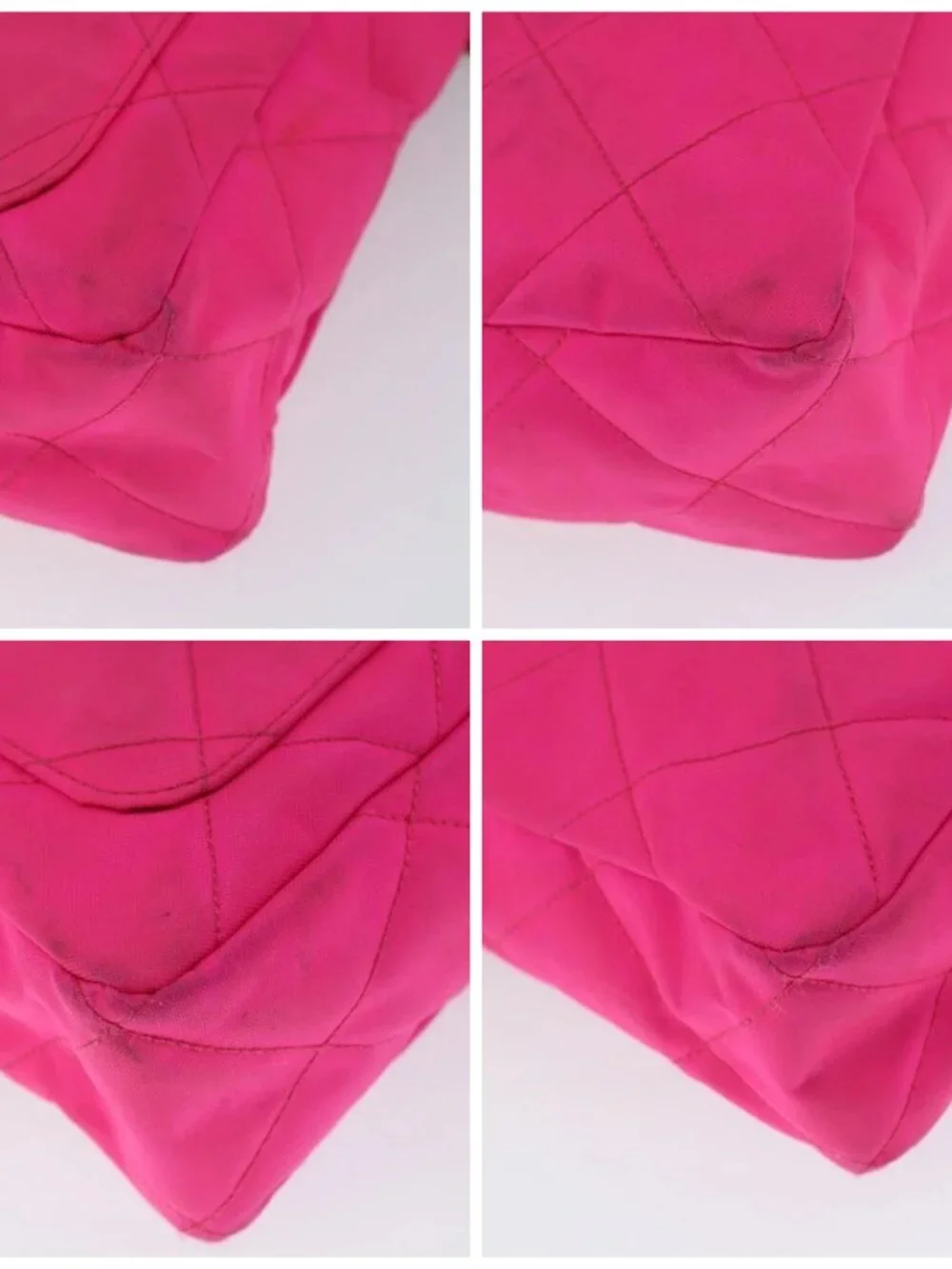 CHANEL Matelasse Chain Shoulder Bag Nylon Pink Gold CC Auth 149222